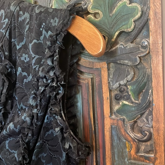 Vintage XOXO SLEEVELESS RUCHED Top in Black/Green Size S - Picture 5 of 10